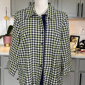 Joan Rivers Modern Print Shacket Side Pockets 3/4 Sleeve Size Large
